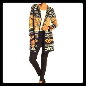 NWT Papillon Aztec Long Cardigan Size Small